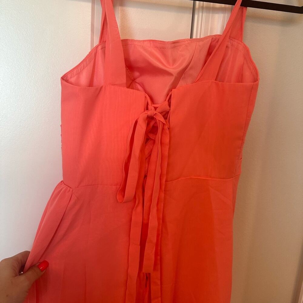 Chiffon Coral Evening Gown - Picture 6 of 10